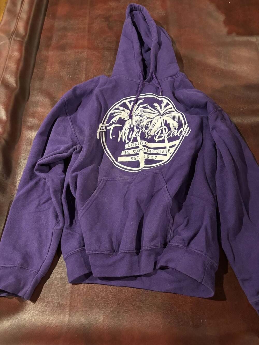 Gildan Heavy Blend Ft. Myers Beach Florida Hoodie Size M Purple